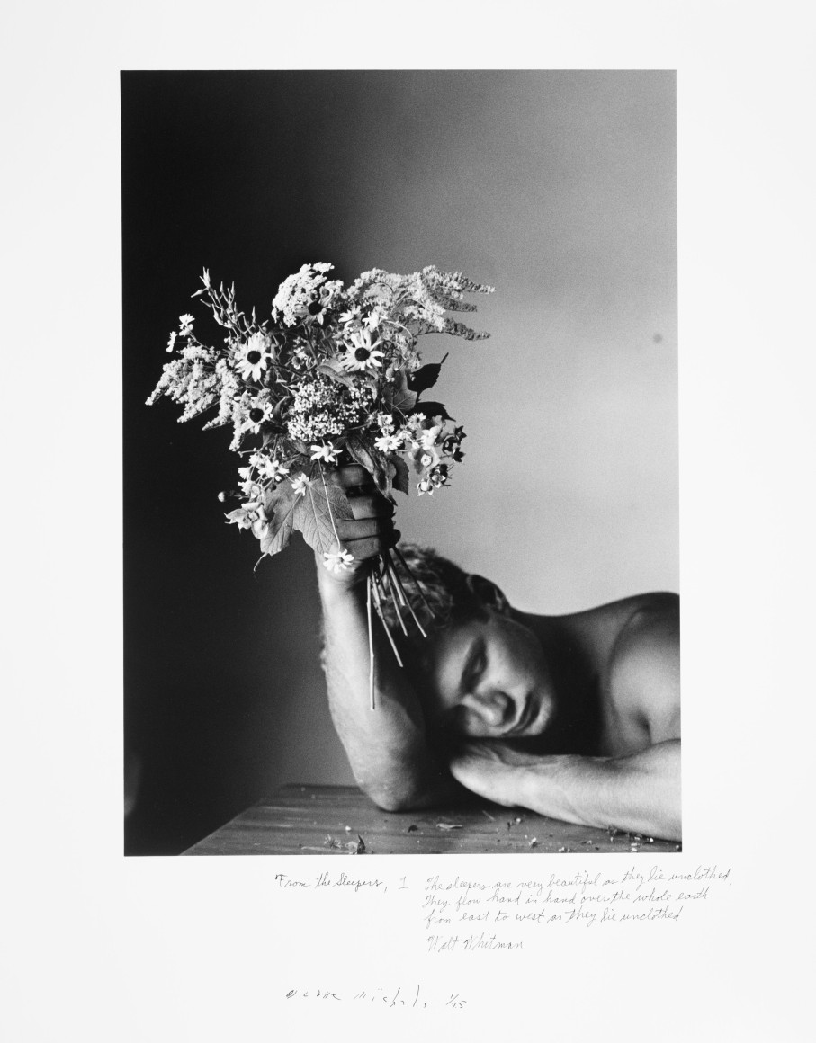 The Sleepers are Very Beautiful, 1995 Gelatin silver print with hand-applied text 14 &frac12; x 10 &frac12; inches (image); 20 x 16 inches (paper) Edition 1/25