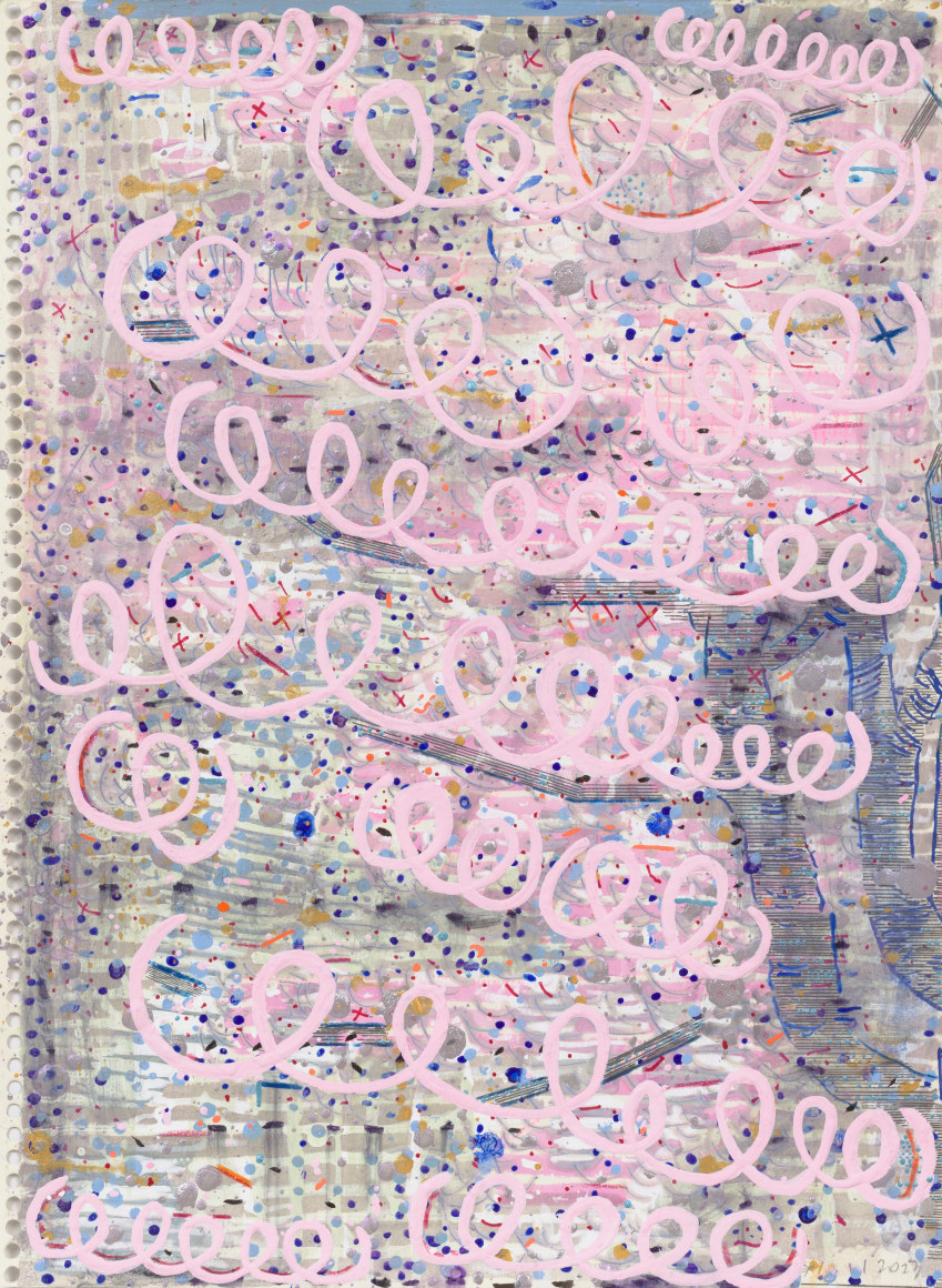 Yozakura (Full Bloom), 2023 Mixed media on paper 13 1/4 x 9 3/8 inches