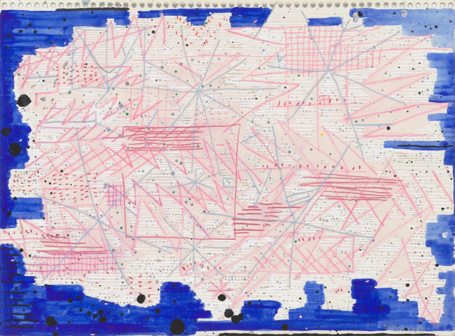 Yozakura (Minatonomieruoka), 2023 Mixed media on paper 9 1/4 x 13 inches