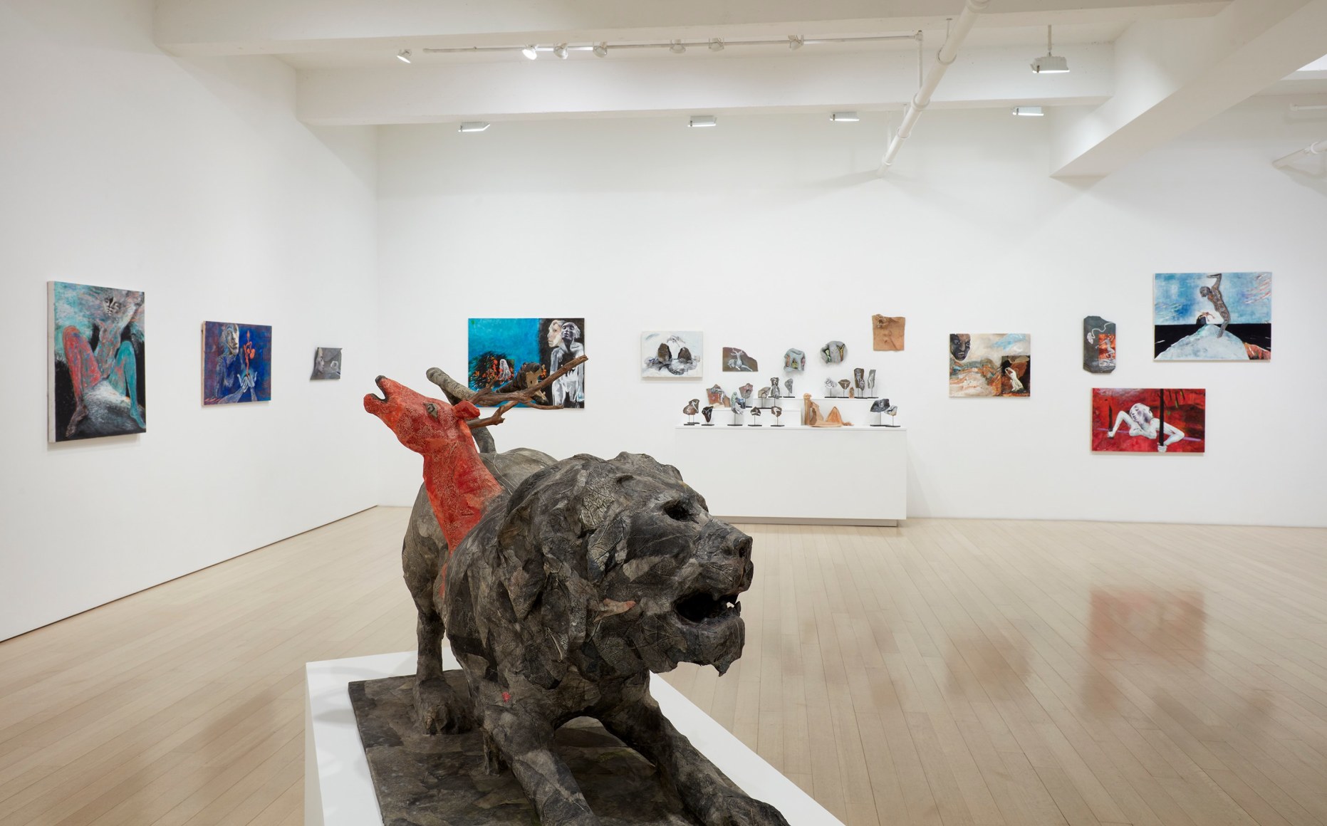 Installation view of Mary Frank: What Color Courage?