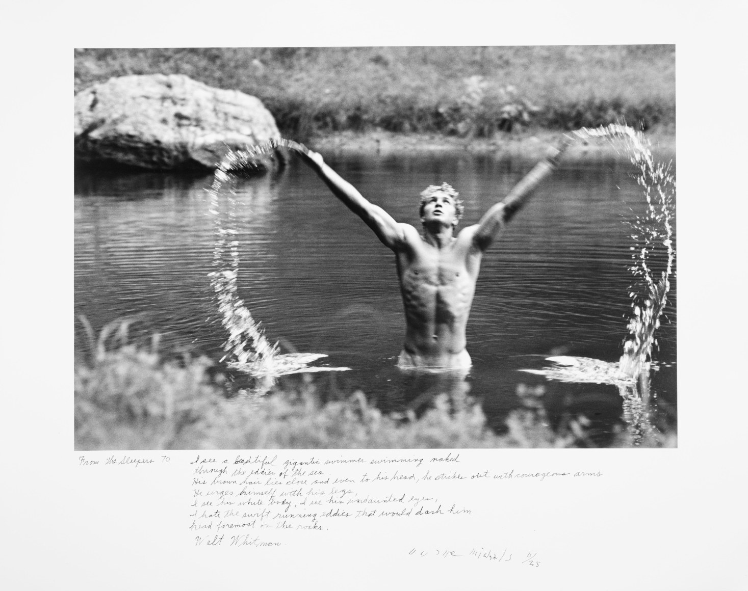 I See a Beautiful Gigantic Swimmer, 1995. Gelatin silver print with hand-applied text, 10 x 16 inches (image); 16 x 20 inches (paper), Edition 11/25