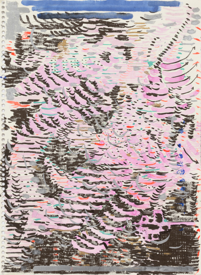 Yozakura (Koganecho), 2023 Mixed media on paper 13 1/4 x 9 1/2 inches