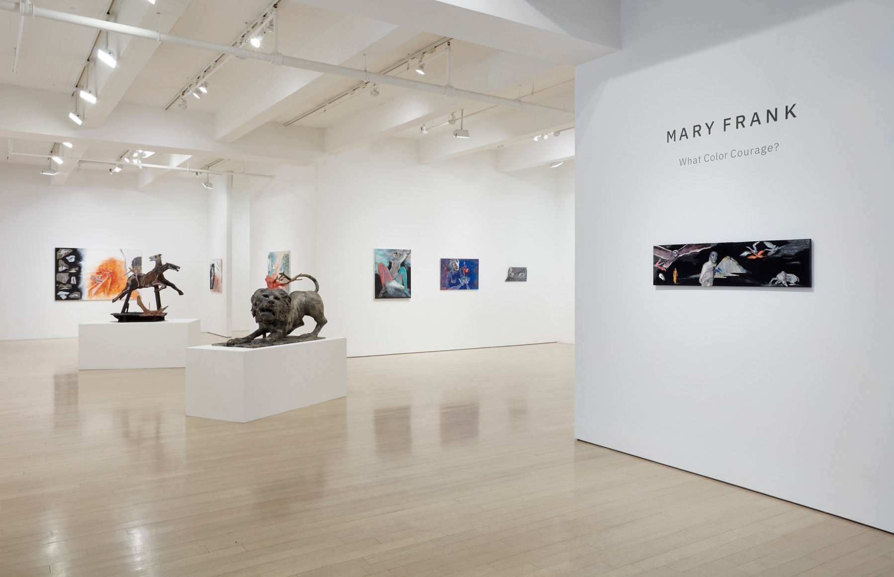 Installation view of Mary Frank: What Color Courage?