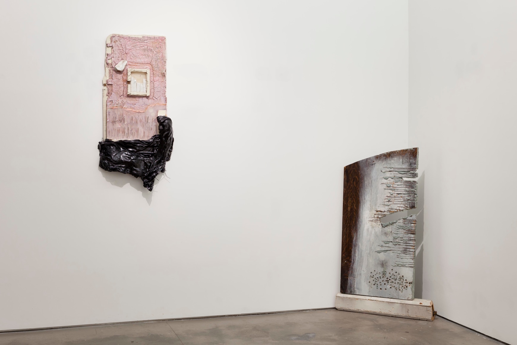 Installation of mixed media works by Julie Schenkelberg
