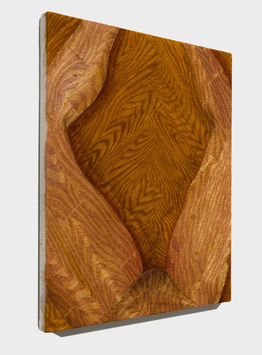 side view of Katarina Riesing painting