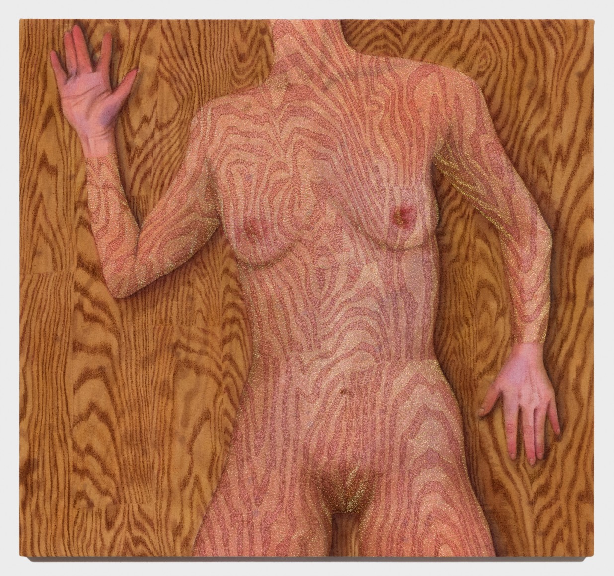 Dye and embroidery on canvas by Katarina Riesing