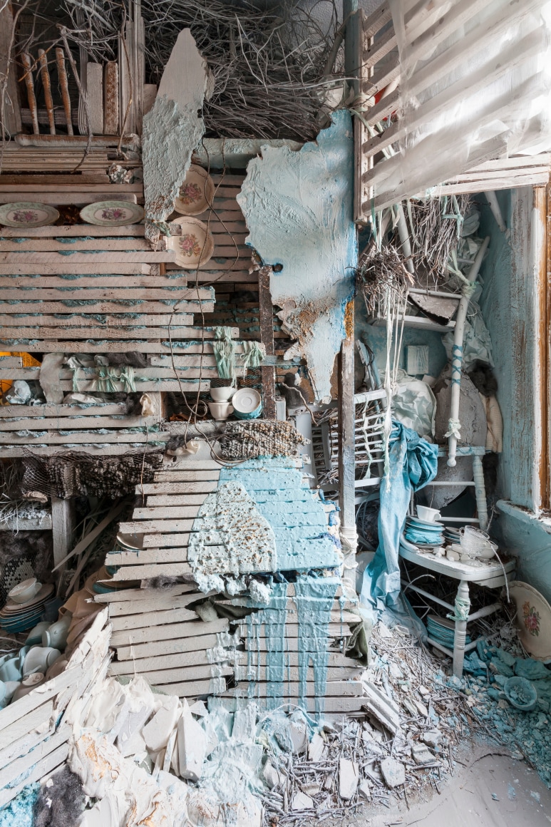 Site specific installation by Julie Schenkelberg at Mattress Factory Museum, 2015