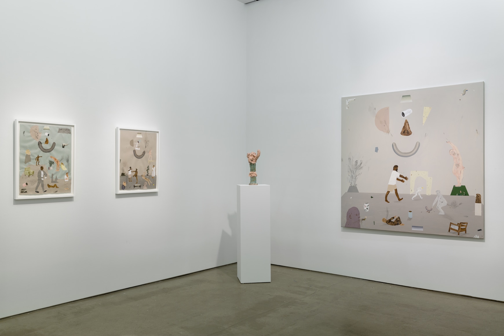 Installation of sculptures and works on paper