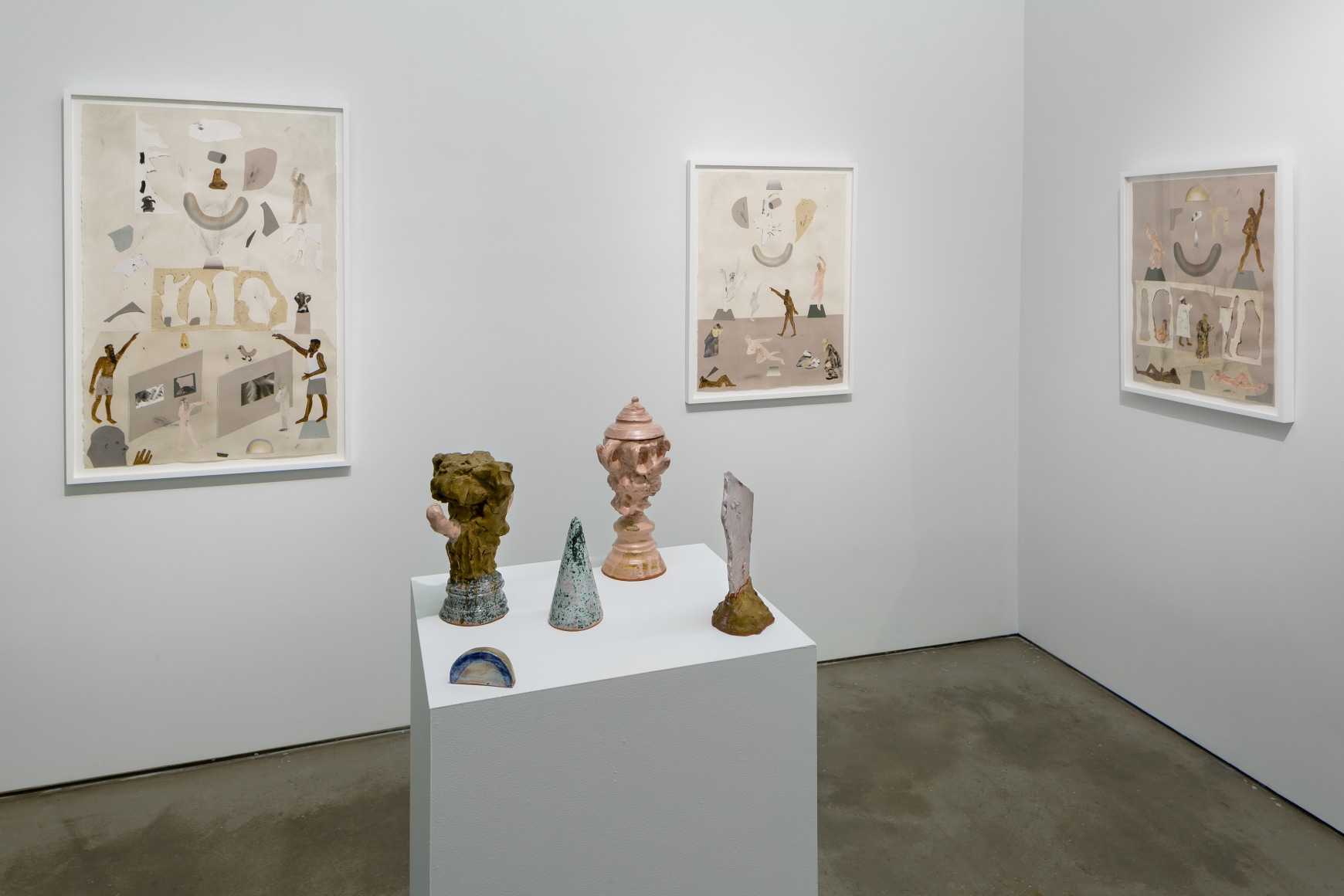 Installation of sculptures and works on paper