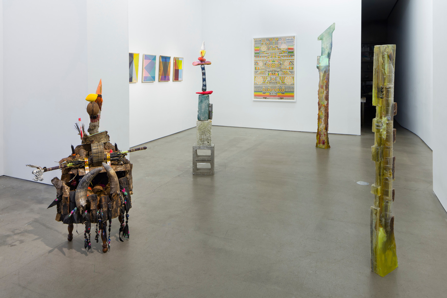 Installation with sculpture and wall pieces