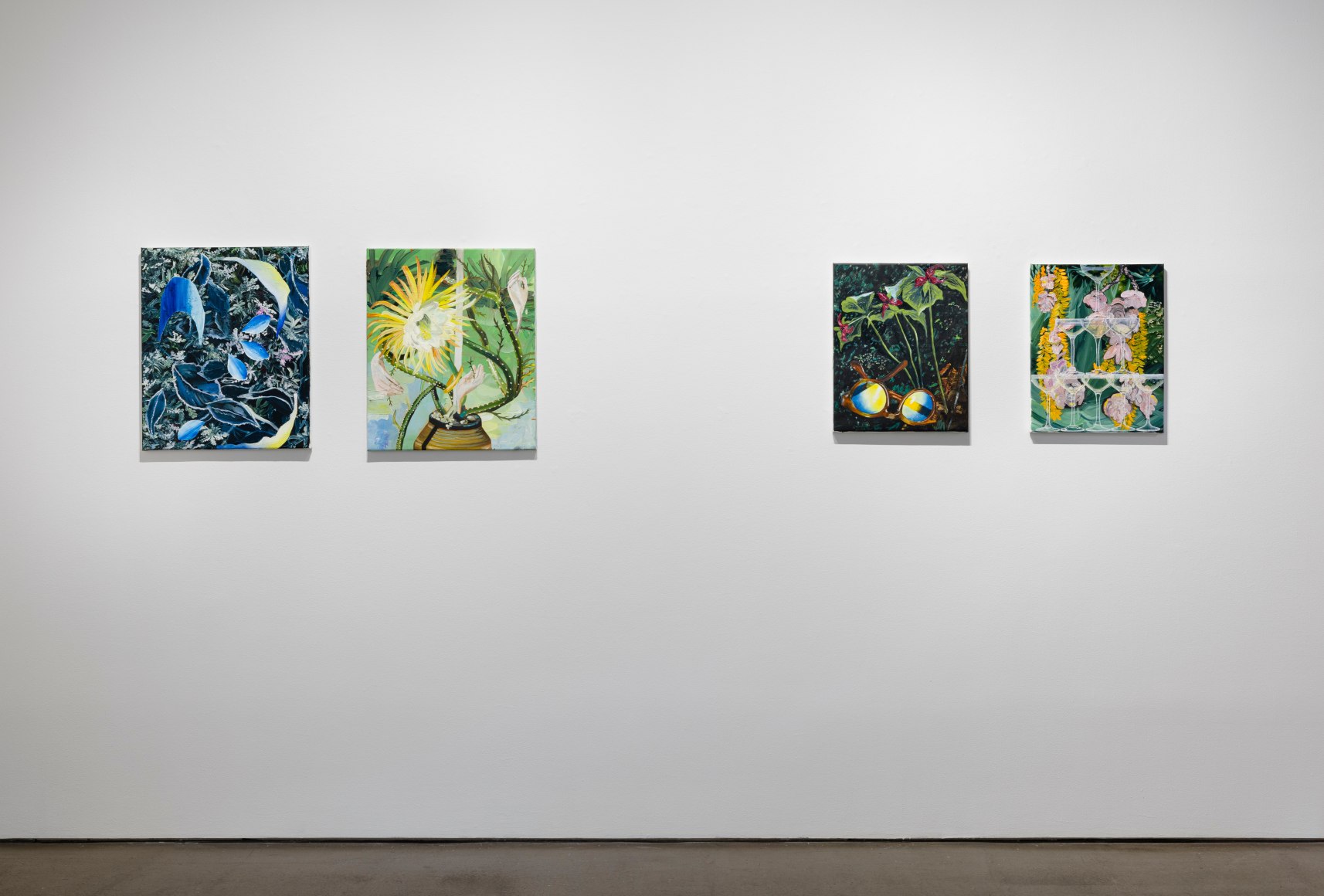 Installation view of paintings by Marjolijn de Wit