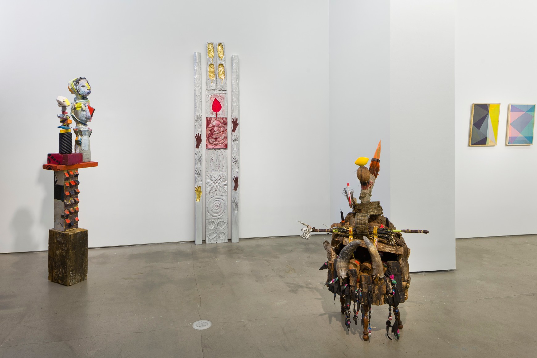 Installation with sculpture and wall pieces