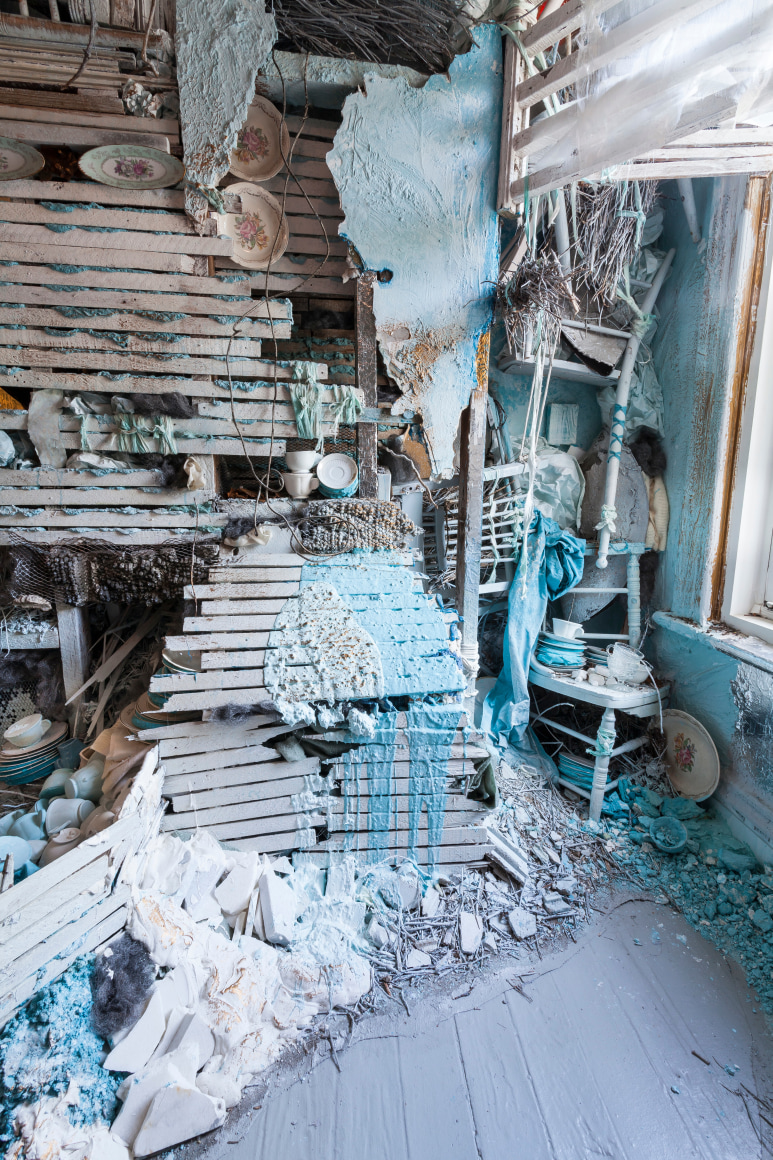 Site specific installation by Julie Schenkelberg at Mattress Factory Museum, 2015
