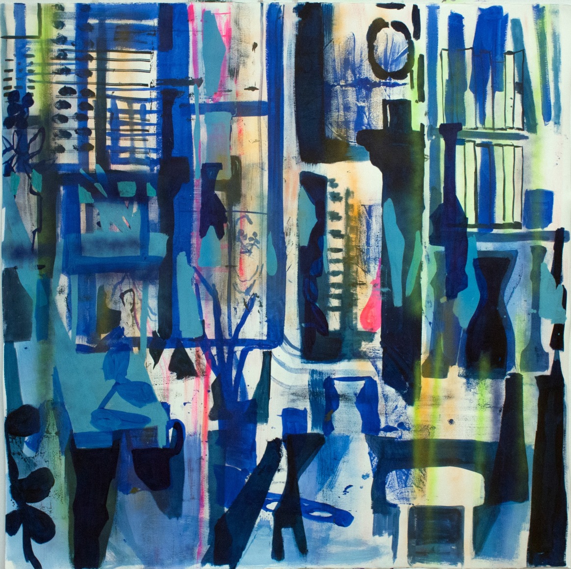Acrylic, spray paint, and gouache on paper by Allison Gildersleeve