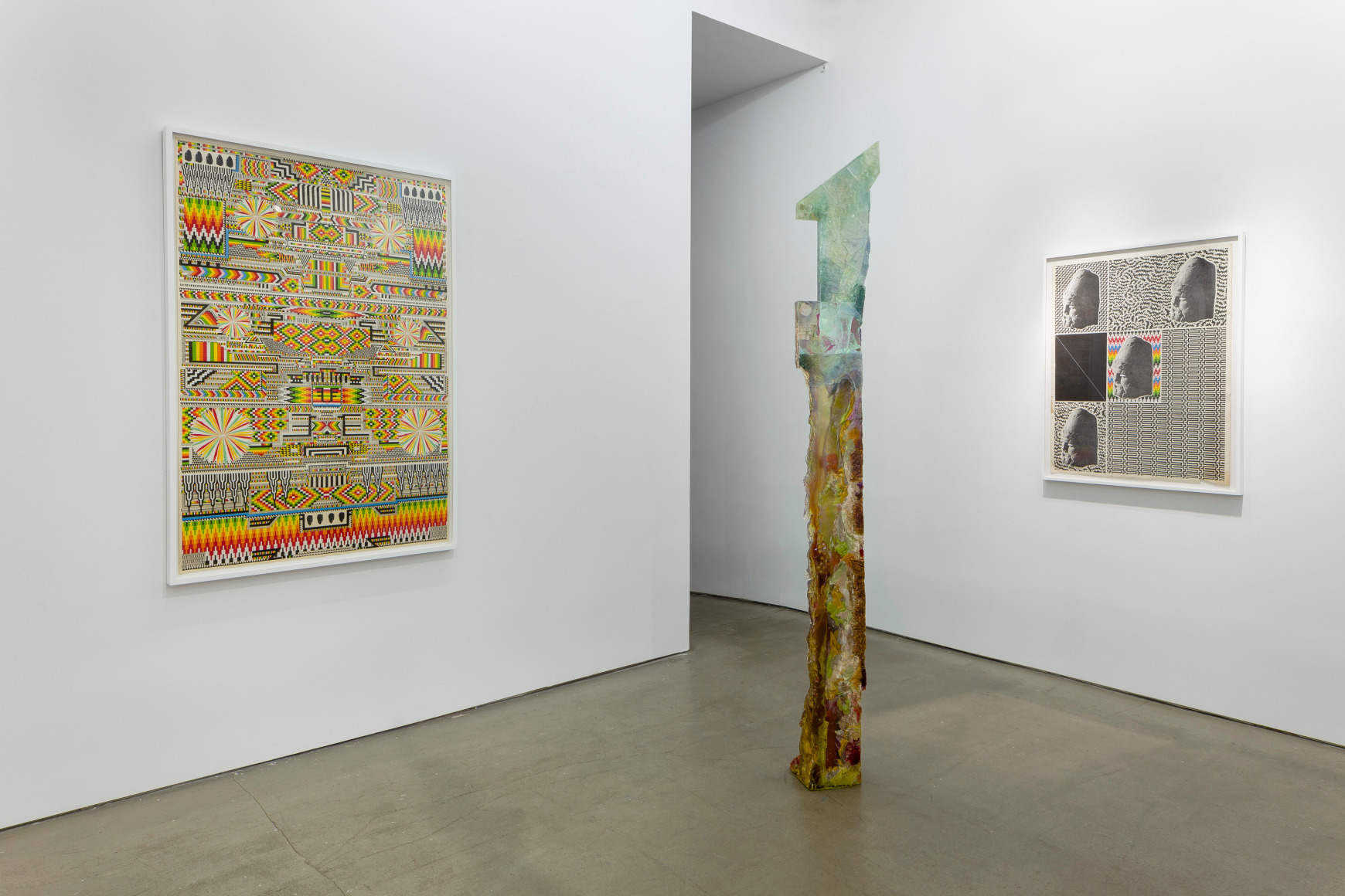 Installation with sculpture and wall pieces