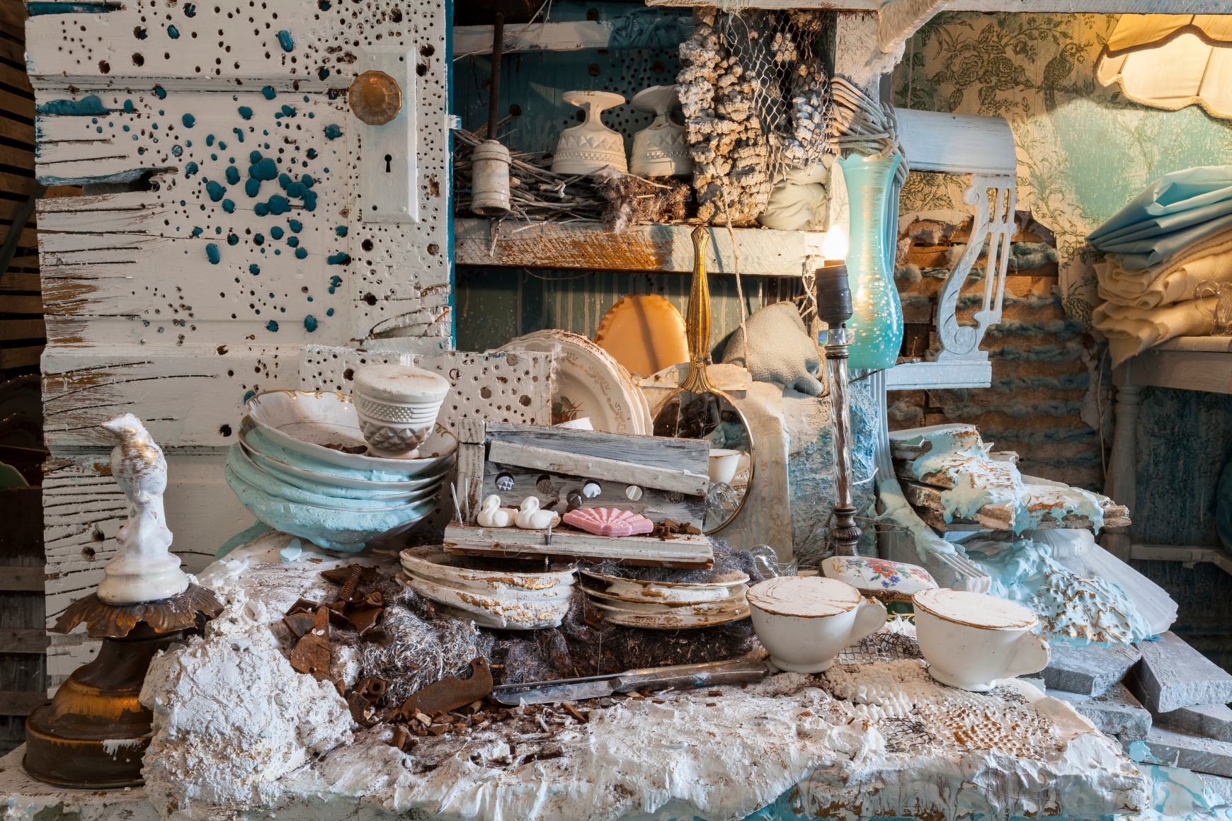 Site specific installation by Julie Schenkelberg at Mattress Factory Museum, 2015