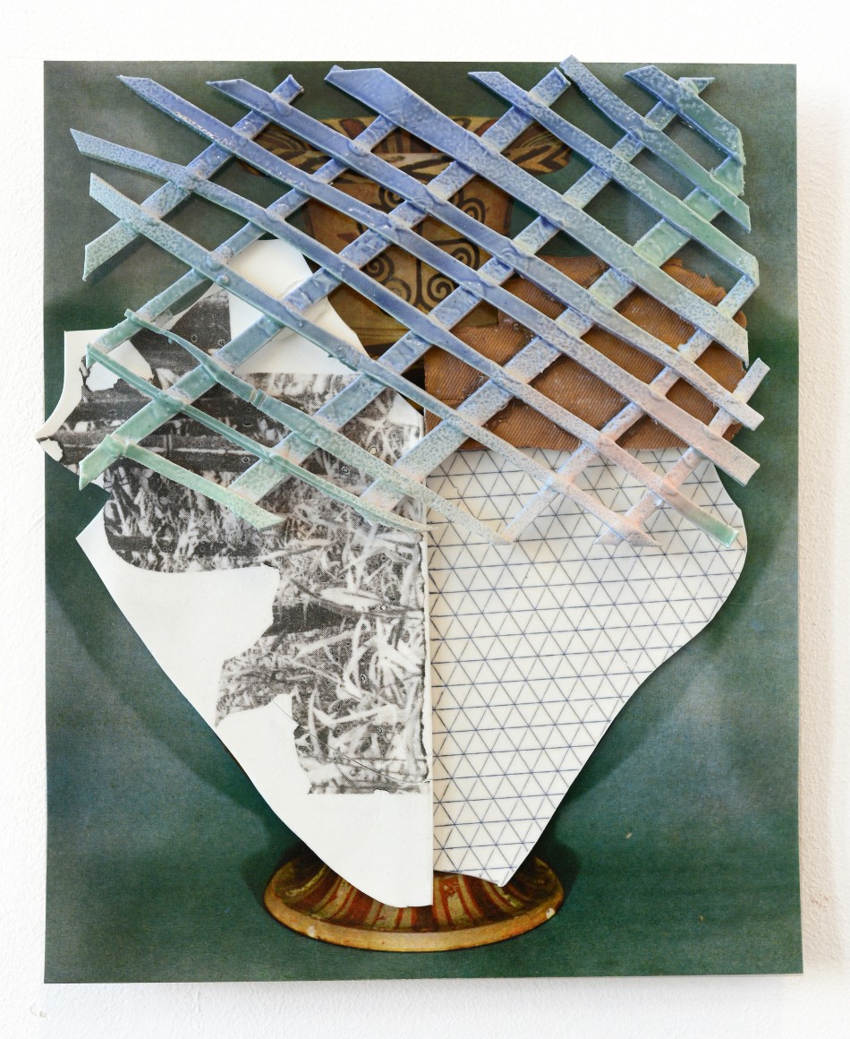 Ceramic on print work by Marjolijn de Wit