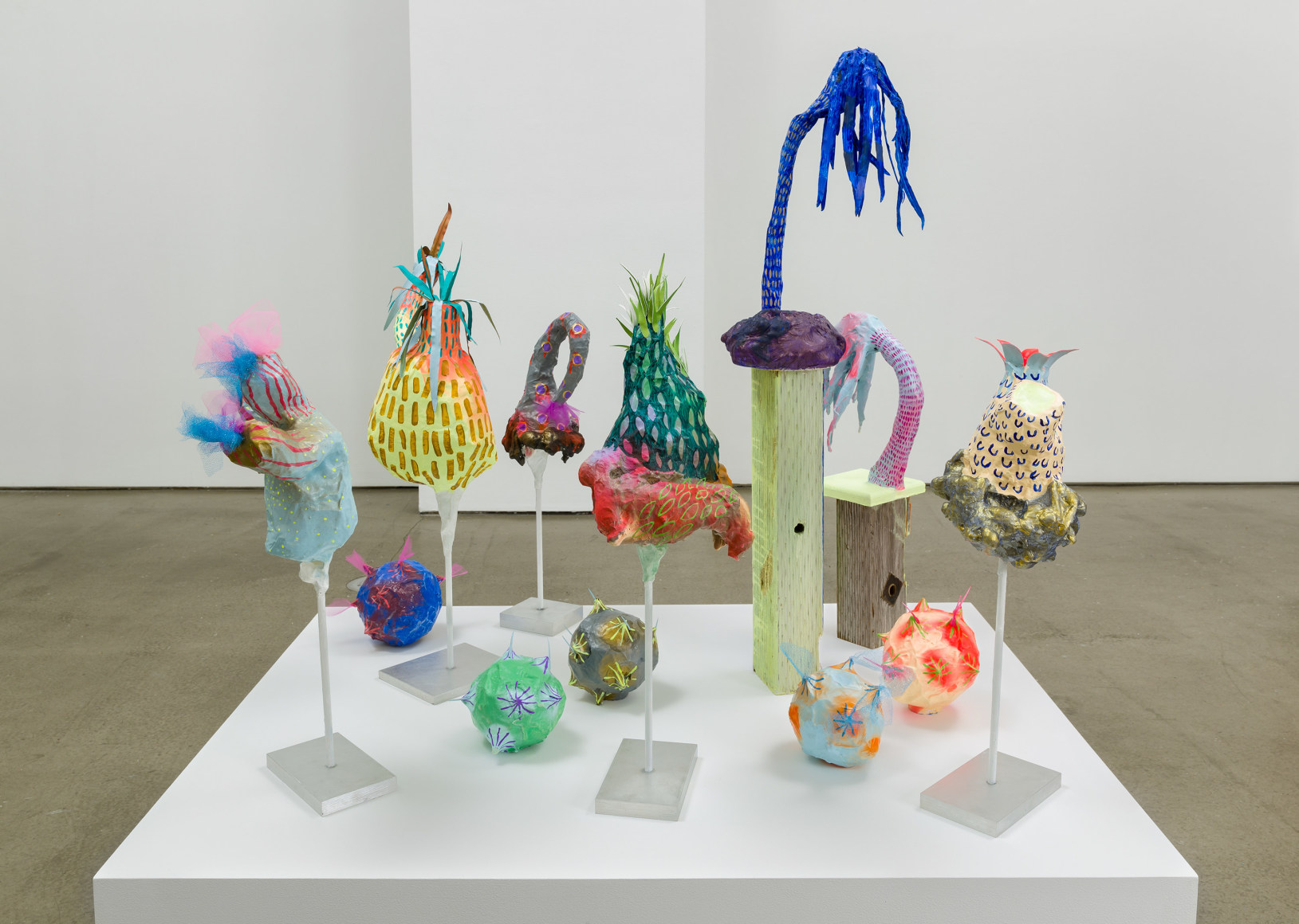Melanie Daniel's sculptures on a low podium