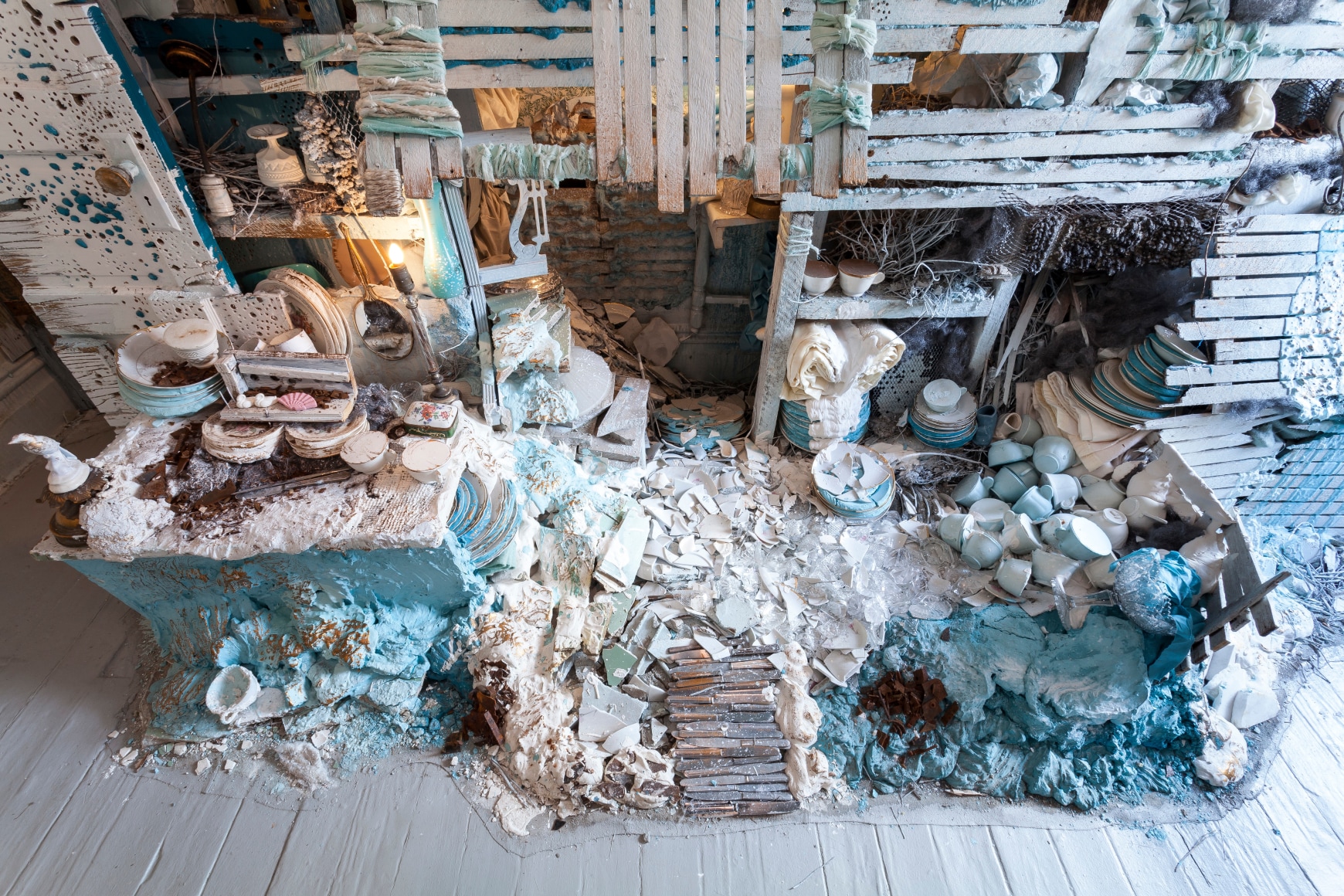 Site specific installation by Julie Schenkelberg at Mattress Factory Museum, 2015