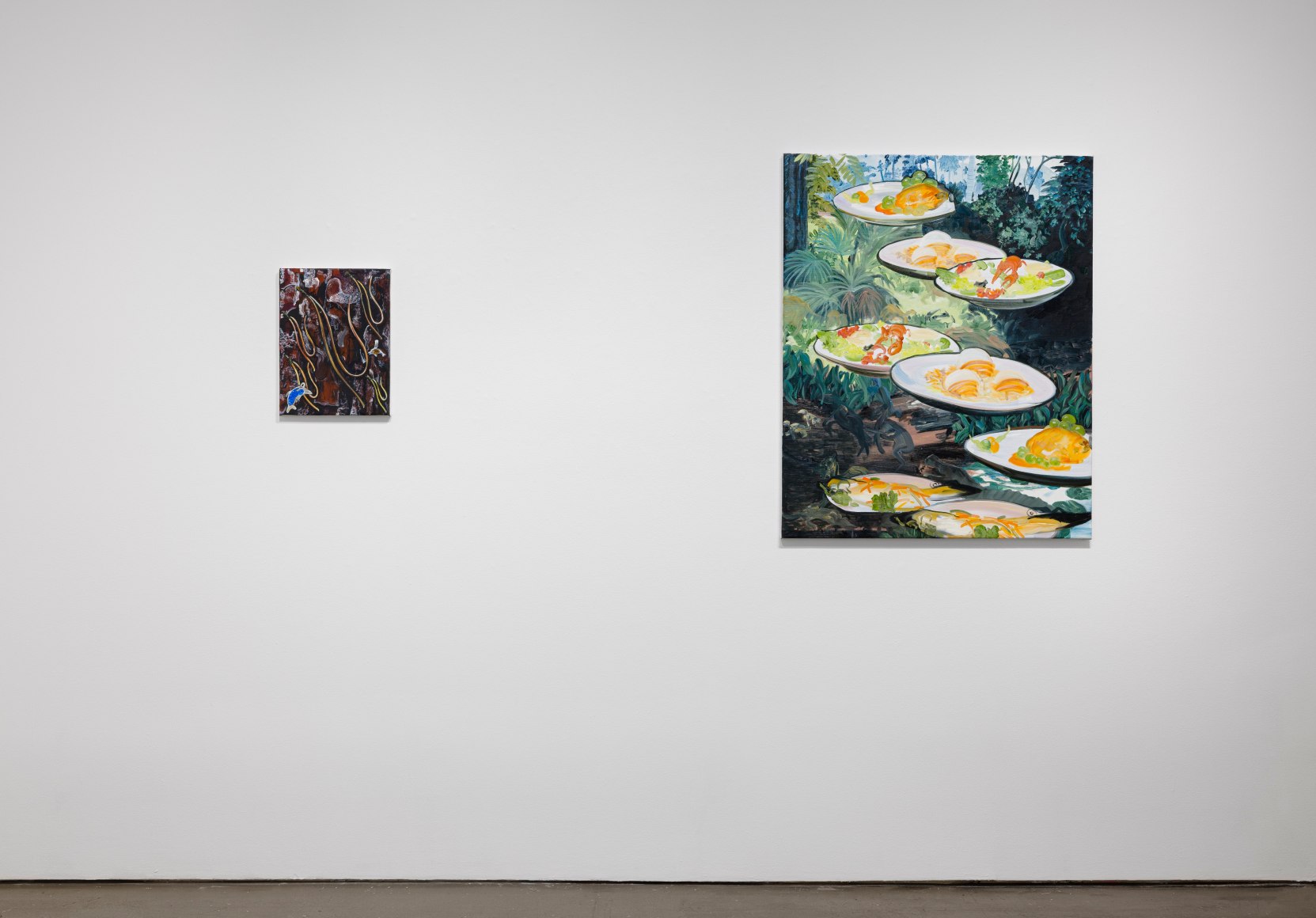 Installation view of paintings by Marjolijn de Wit