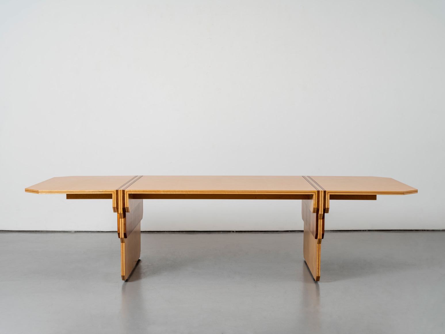 Maple and walnut wooden dining table by Pierre Paulin