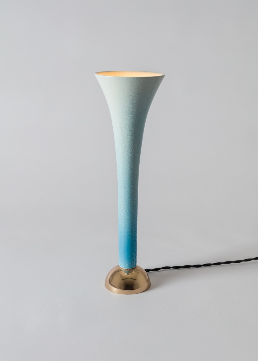 ceramic lamp in a gray room