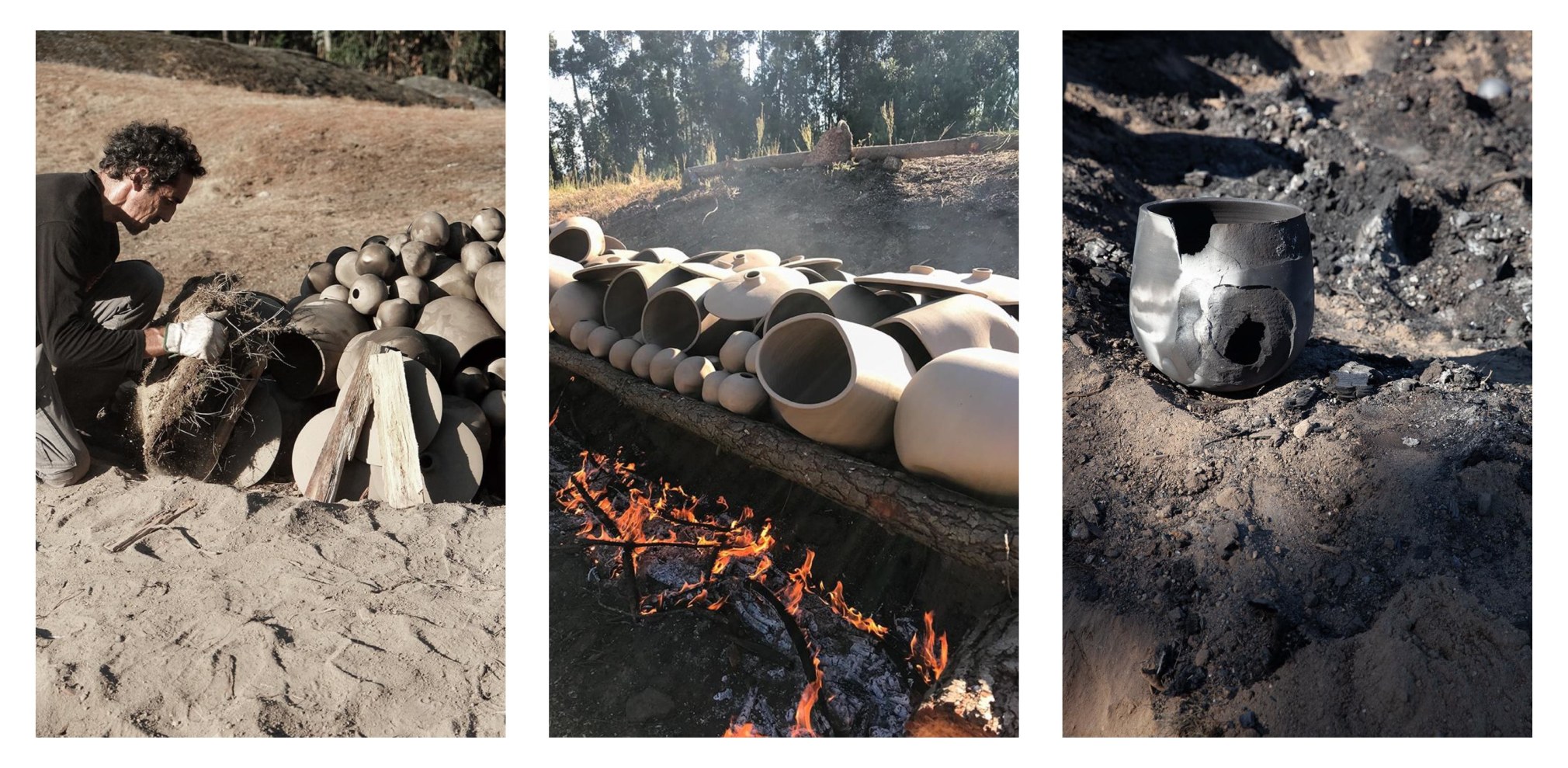 Barro Negro vase process with outdoor firing of clay