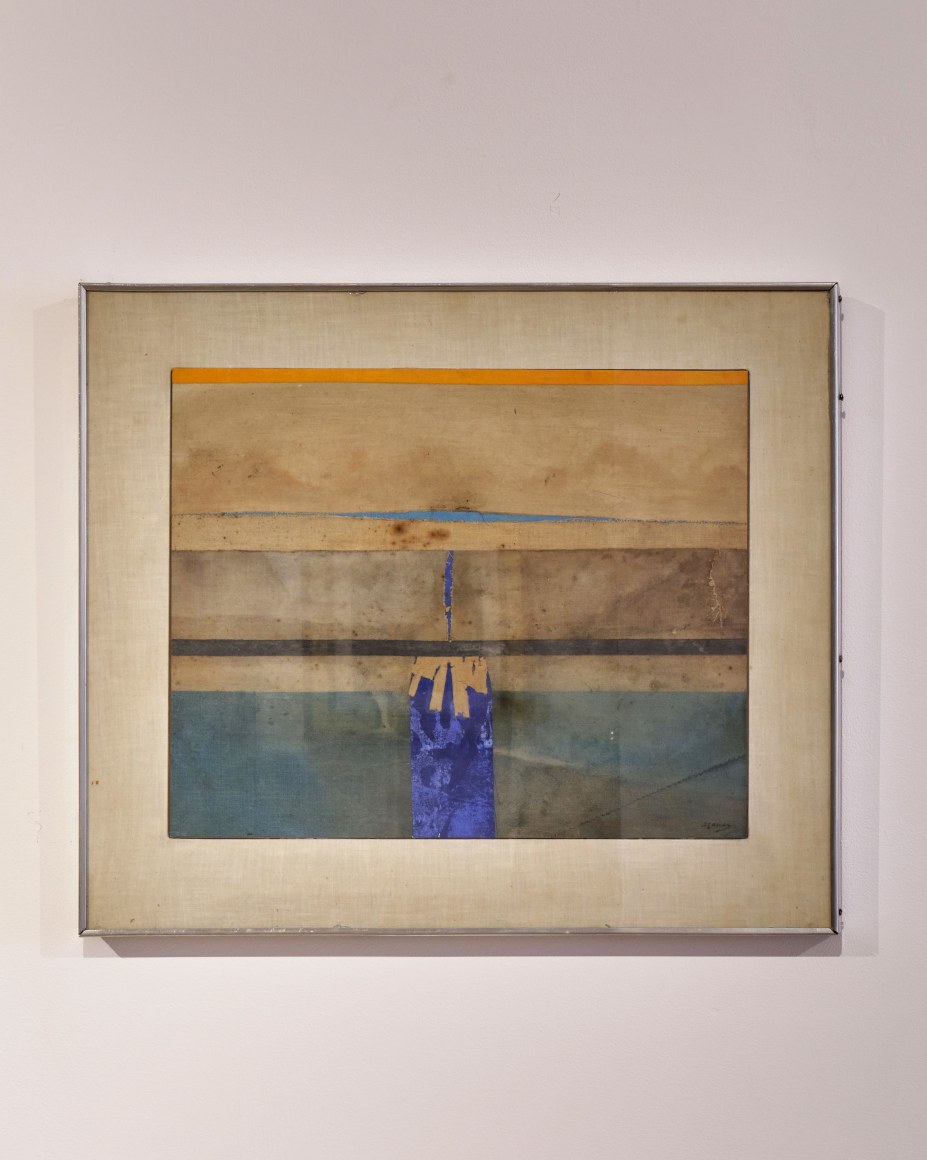 Collage abstract painting on a wall