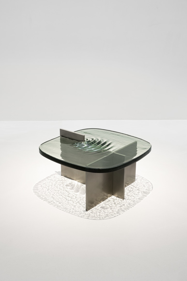 glass table in an empty room