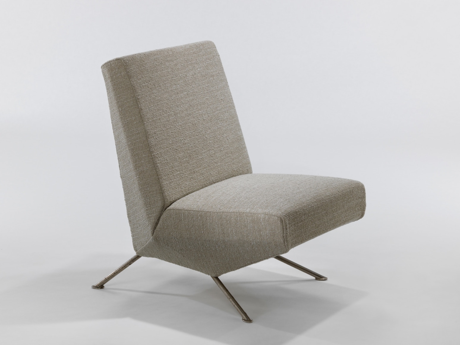 Individual tubular steel frame upholstered cream seat