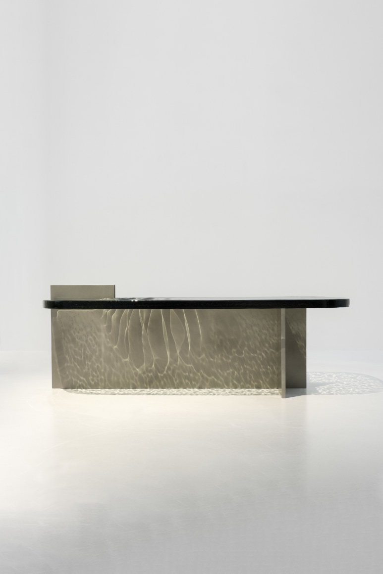 glass coffee table in a room