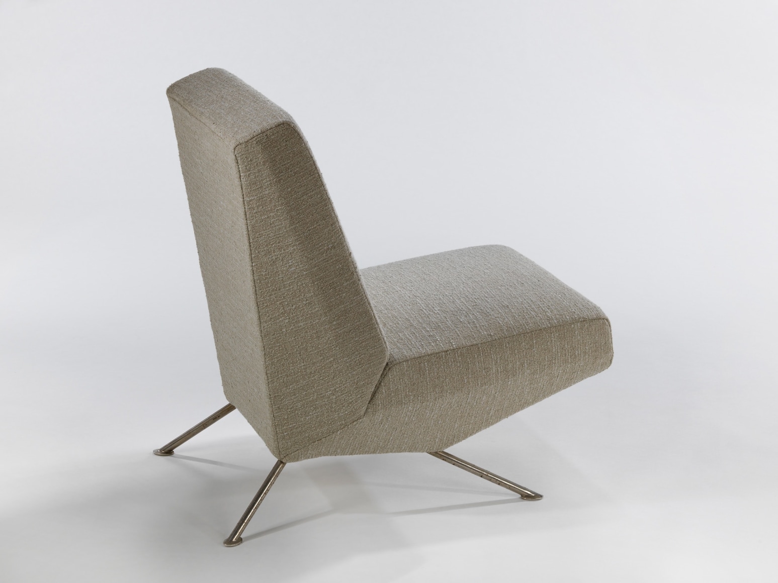 Individual tubular steel frame upholstered cream seat