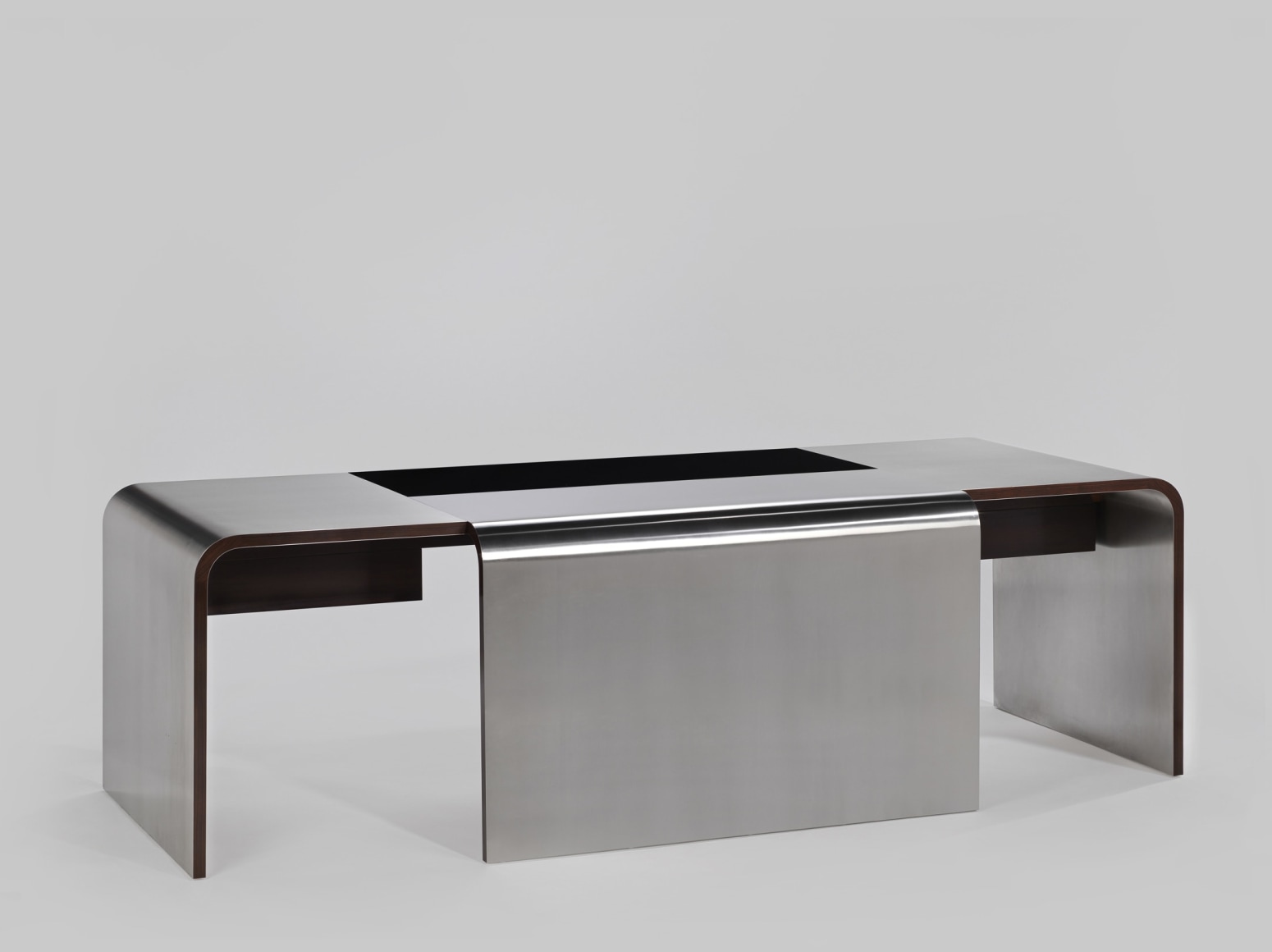 Front view of steel desk