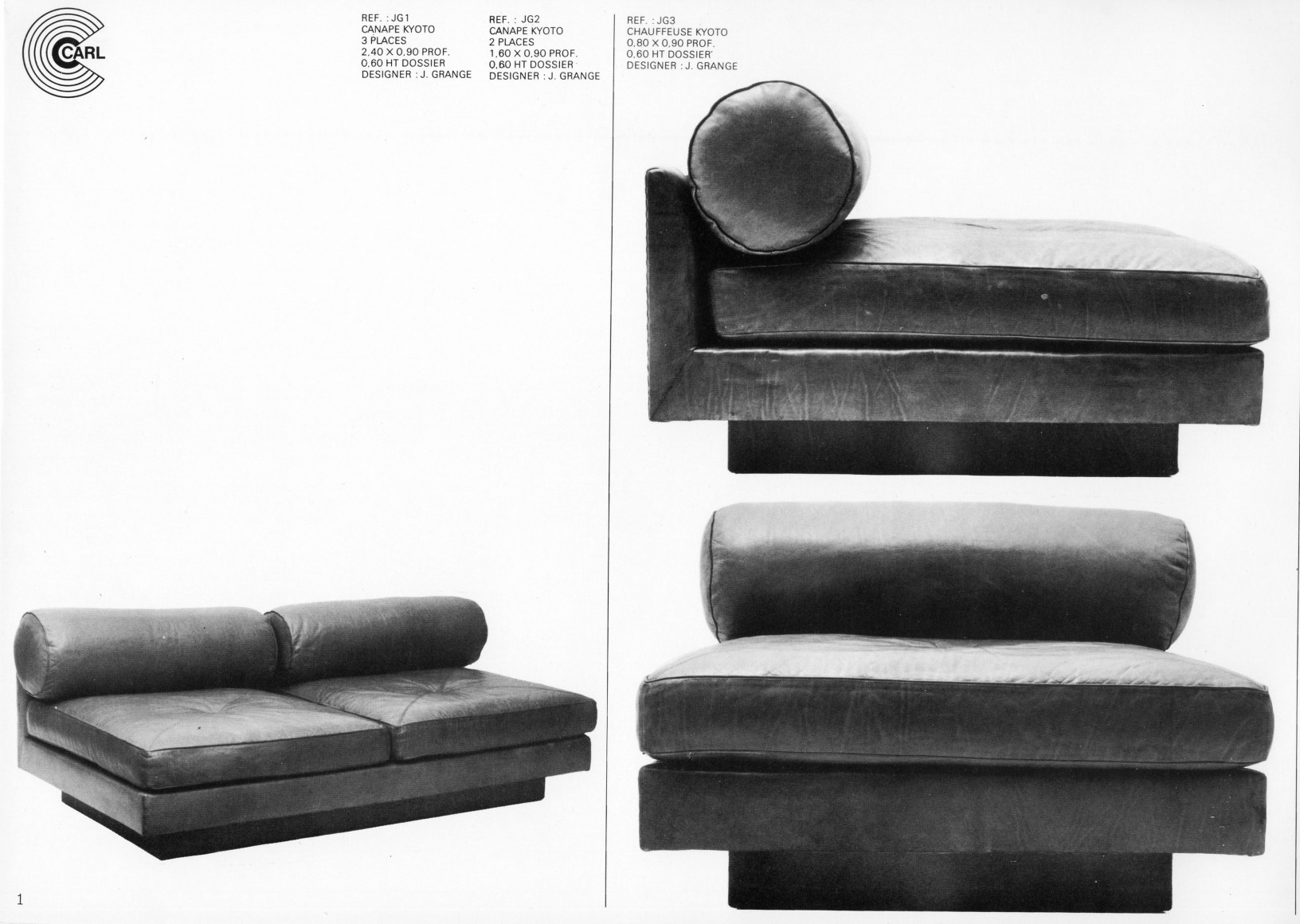 Archival image of pamphlet advertising Jacques Grange Sofa