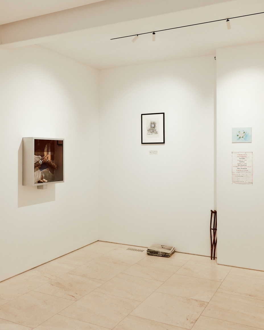 Installation view of the Robert Gober exhibition in the gallery. Various angles and artworks are captured in the frame.