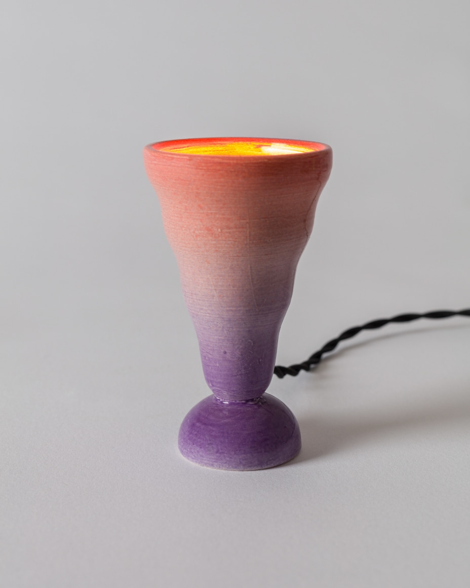 ceramic lamp in a gray room