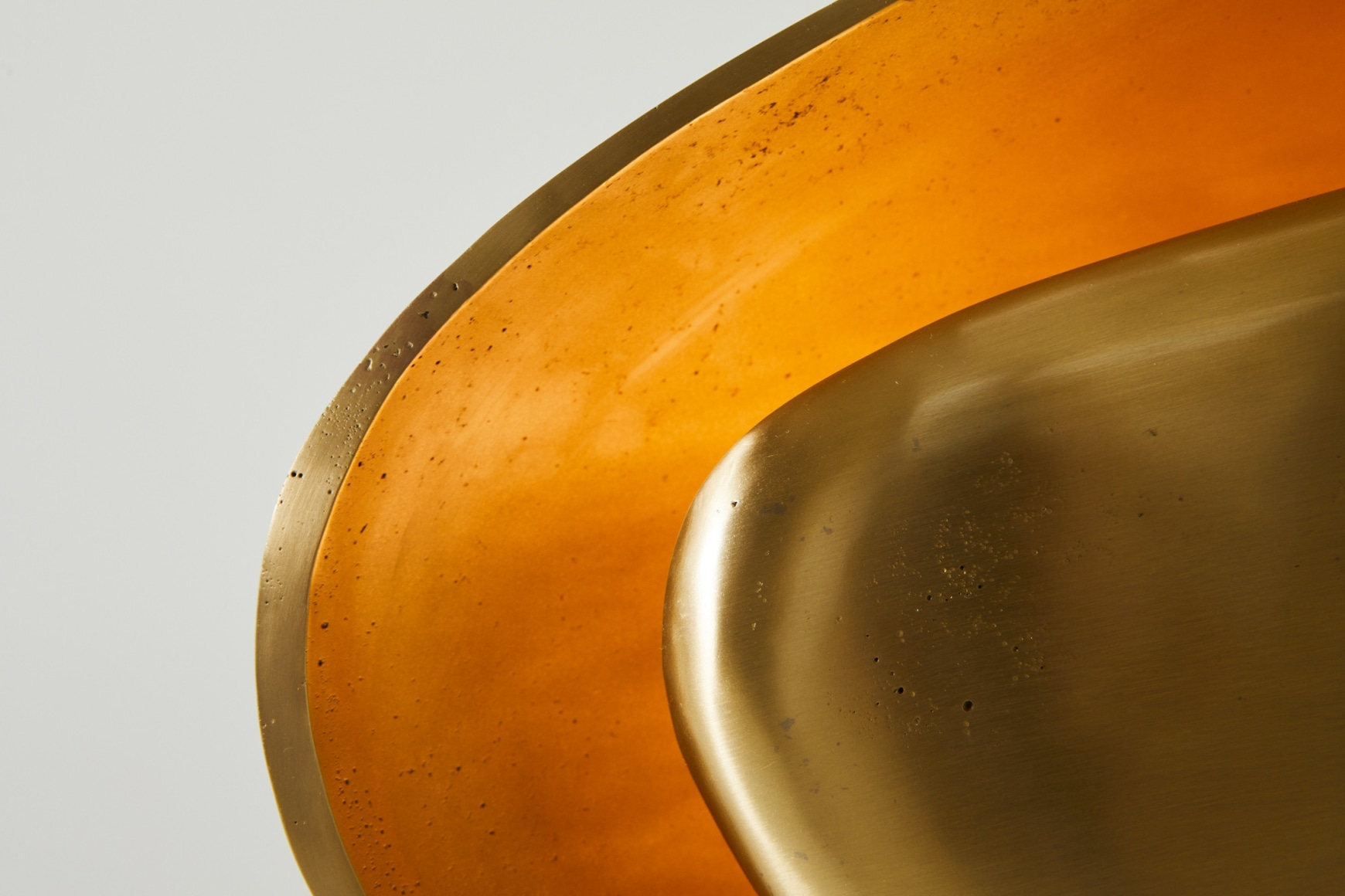 Detail of organic shaped bronze shade