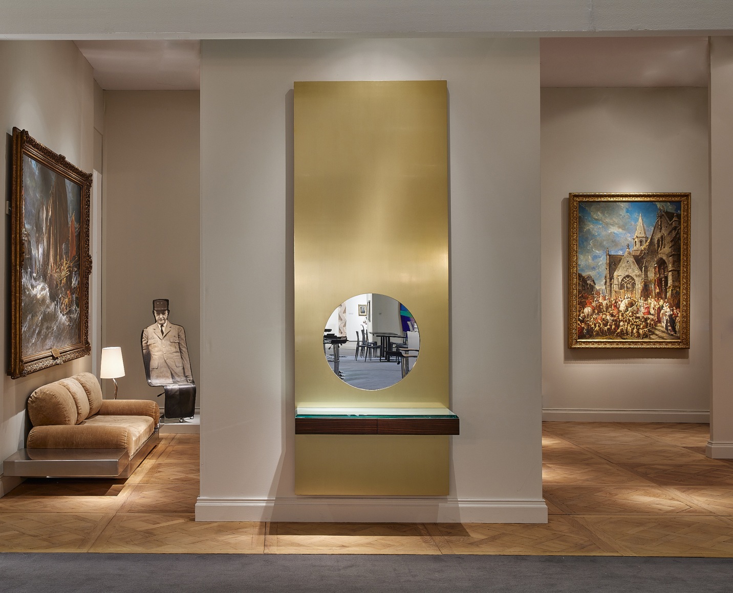 Installation view of the booth at Tefaf Maastricht with various angles and works on view.