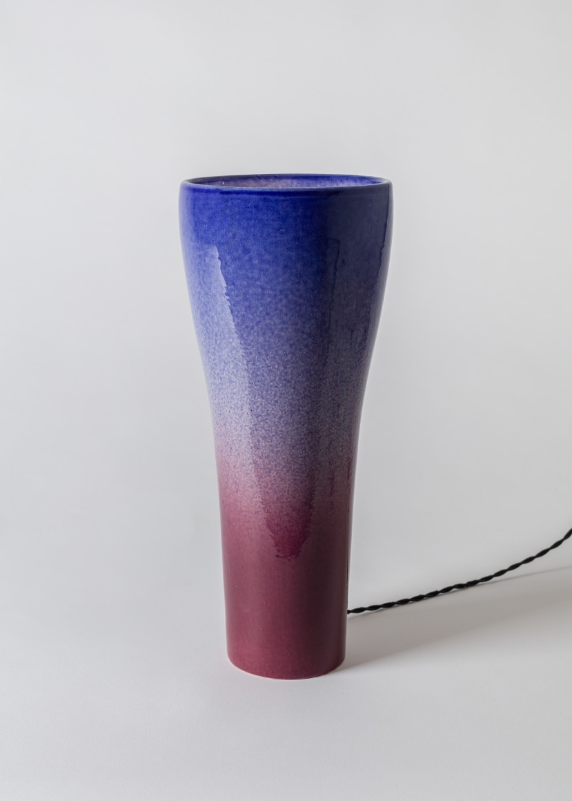 ceramic lamp in a gray room