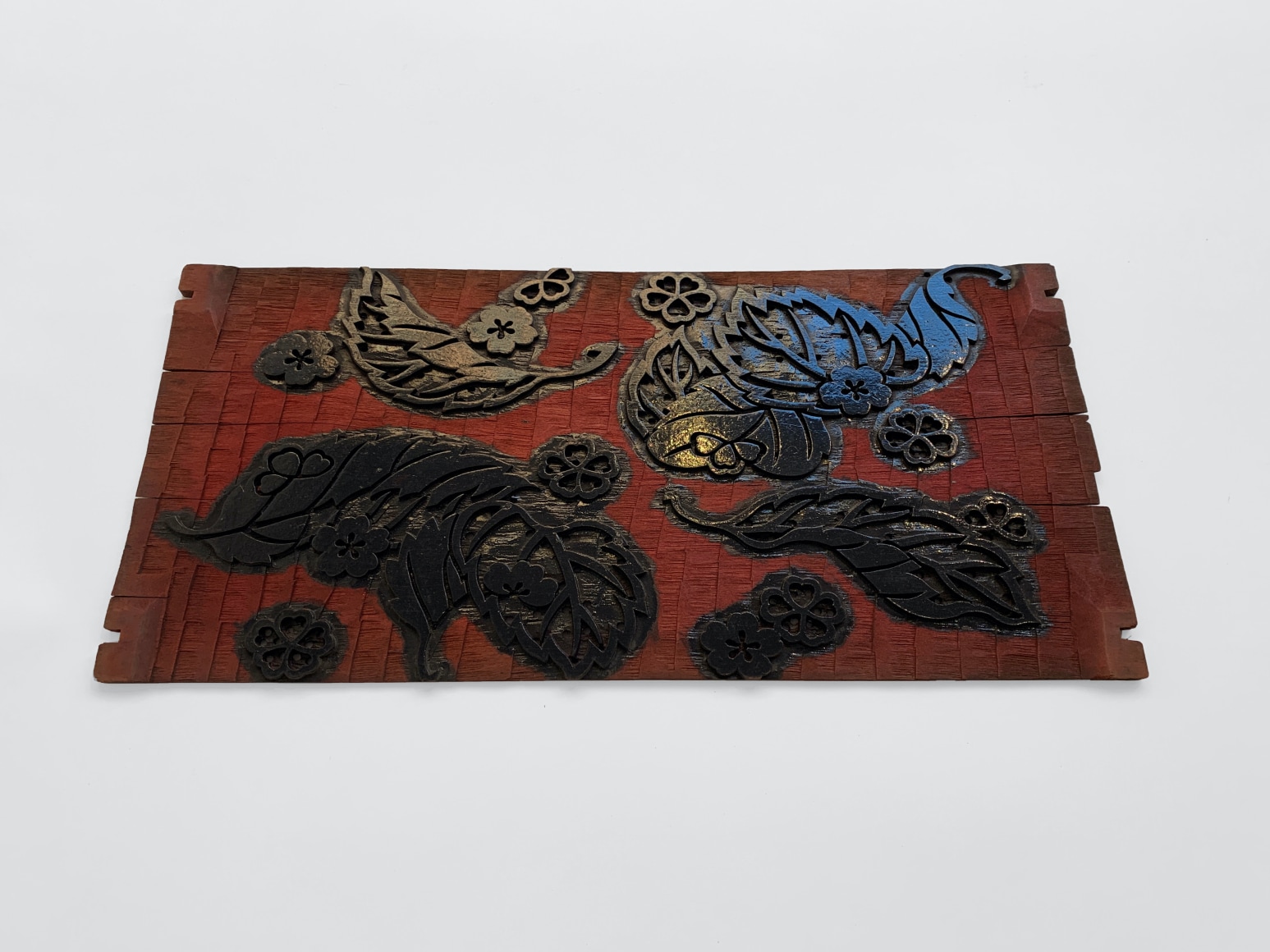 4 Hand carved Itajime board, late nineteenth, early twentieth century, lacquered wood