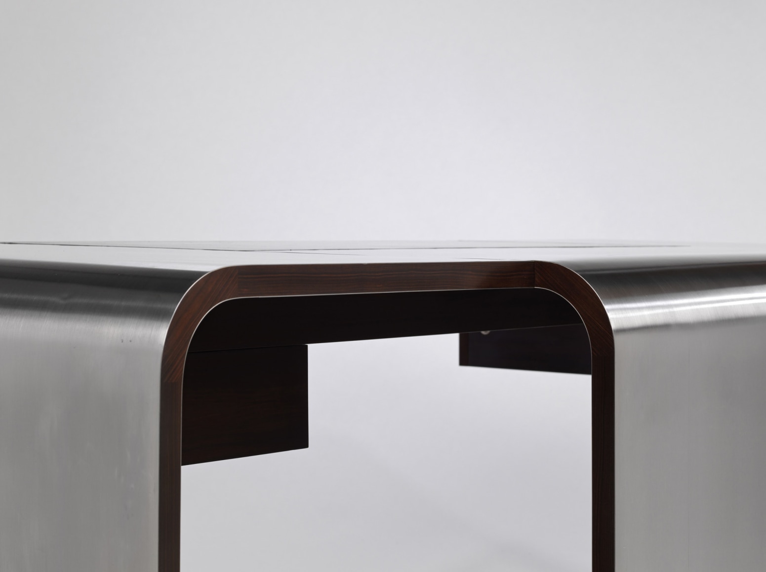 Detail view of bent steel corners meeting