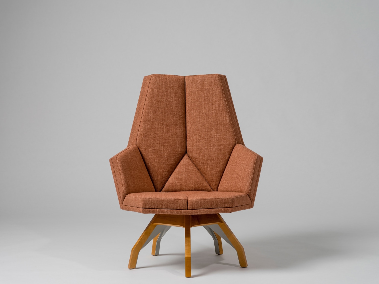 Wood based upholstered lounge chair by Pierre Paulin