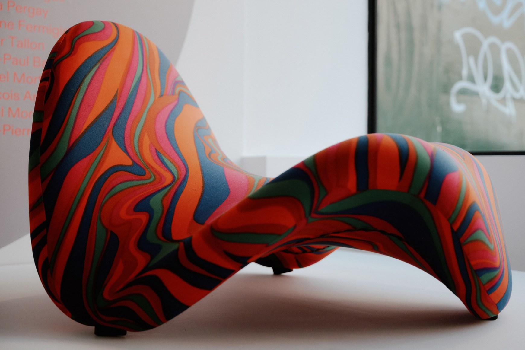 pierre paulin tondue chair with psychedelic fabric