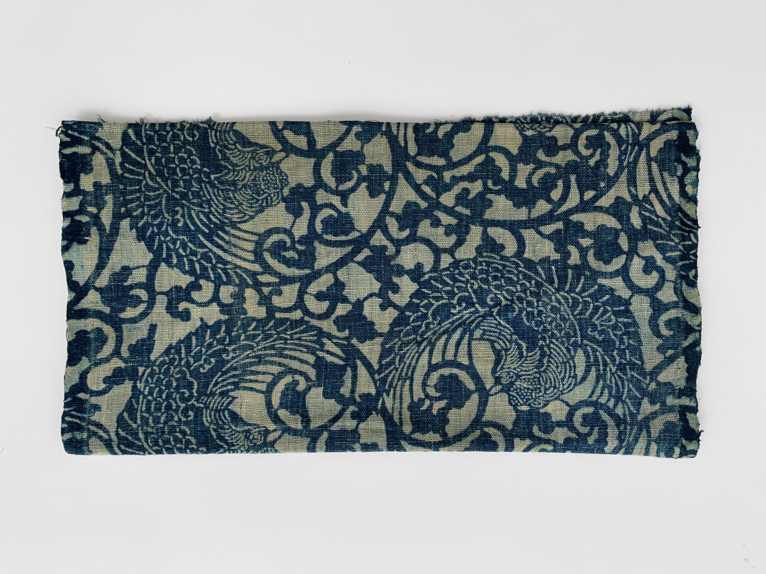 58 Katazome: jishiro, phoenix roundels, late nineteenth century, indigo dyed cotton