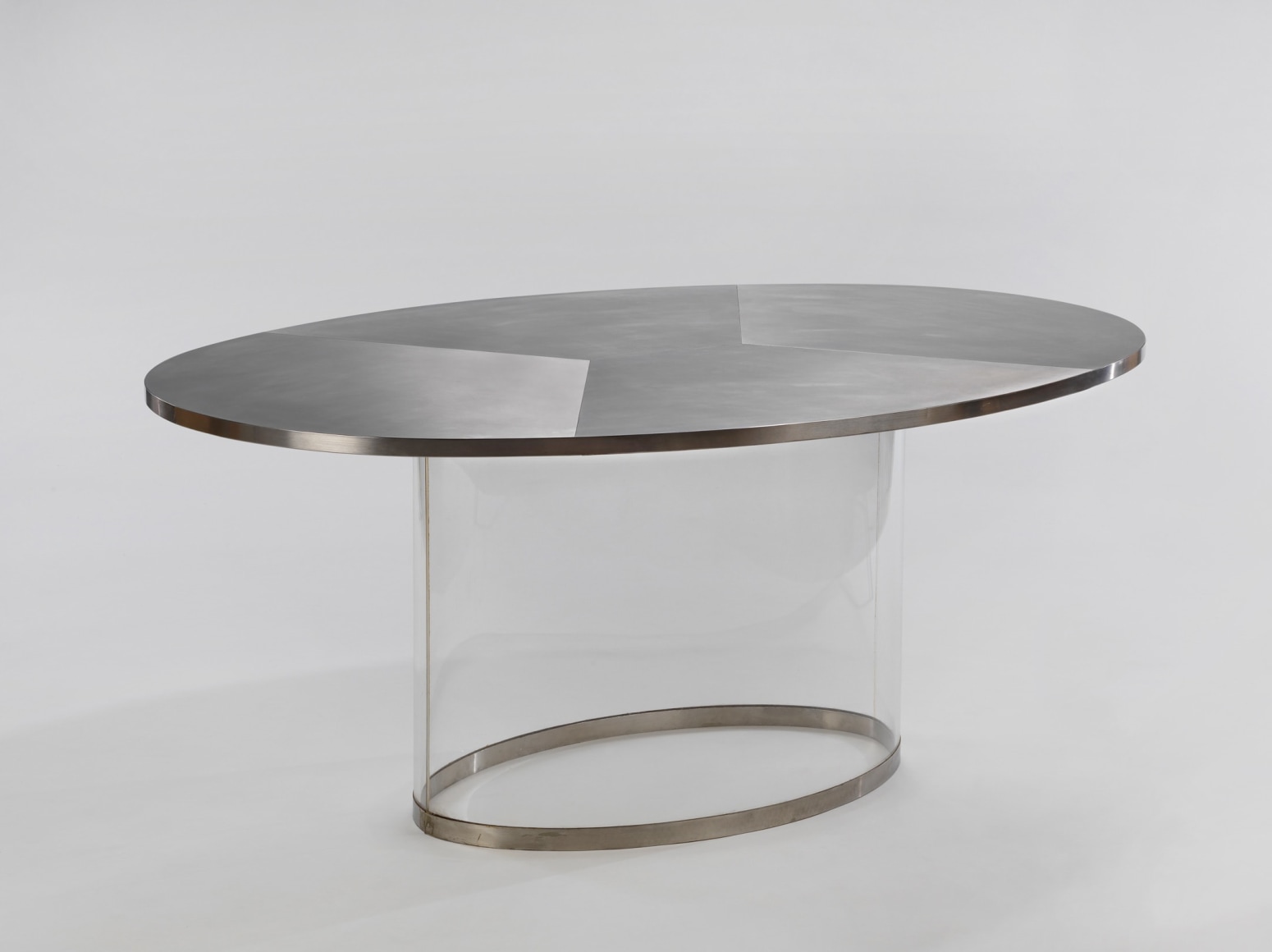 Maria pergay table, plexi base and metal oval top