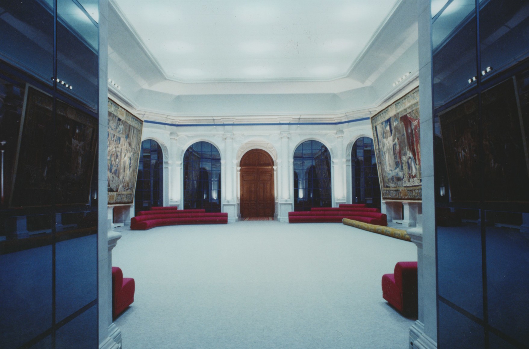 Archival image of Chirac sofa in the room.