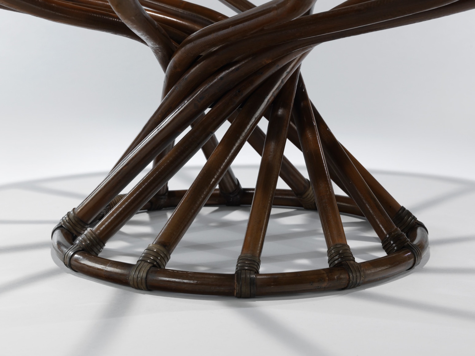 Detail of base of rattan low table by Bernard Govin