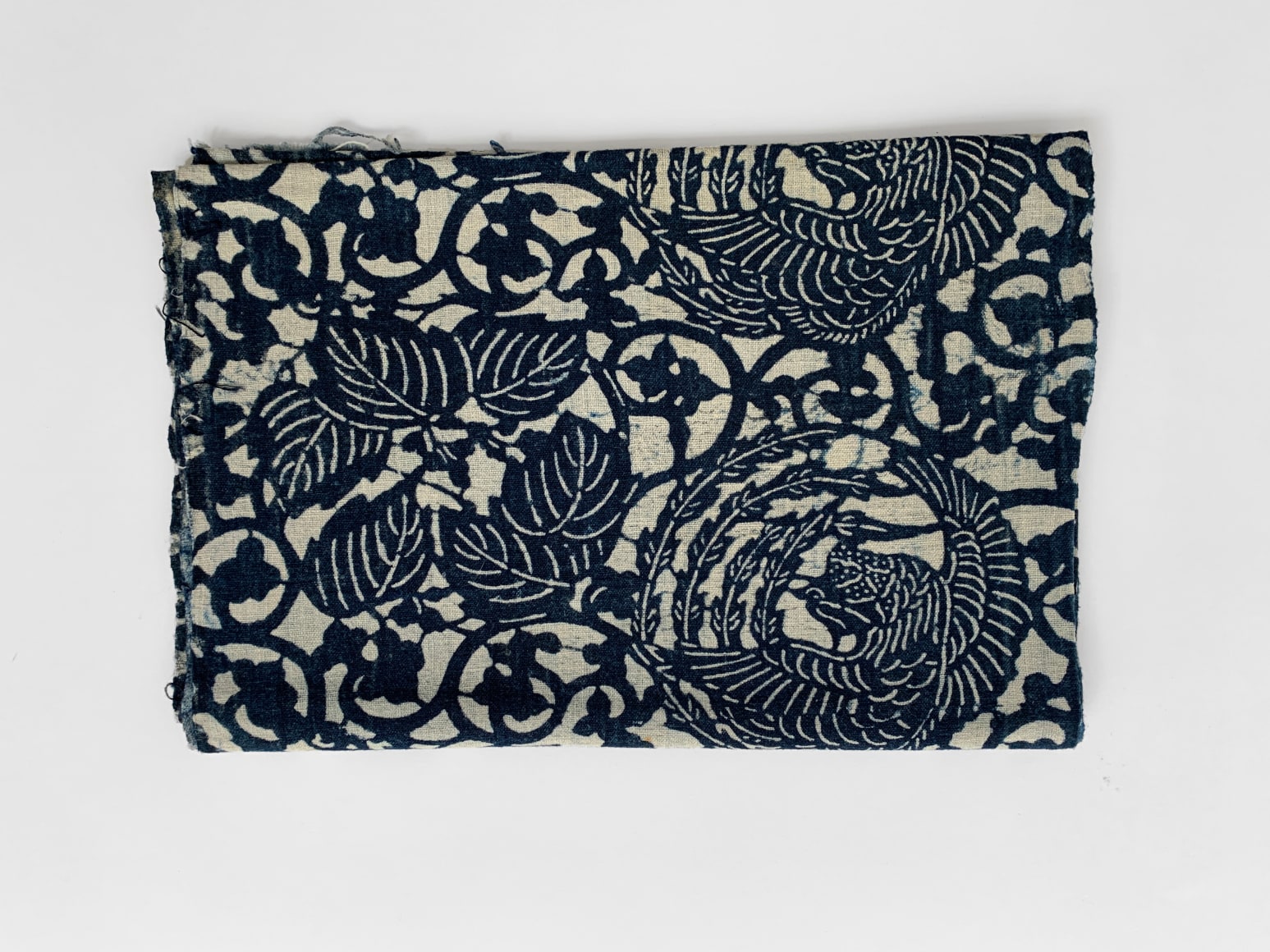 56 Katazome: jishiro, phoenix roundels and kiri late nineteenth century, indigo dyed cotton