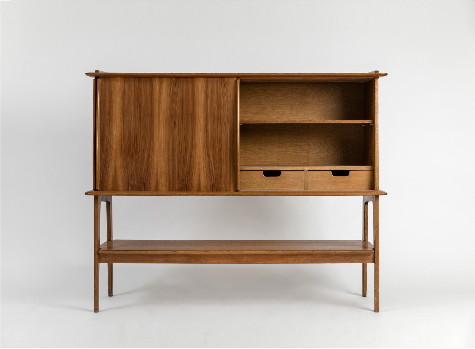 Front view with open drawers