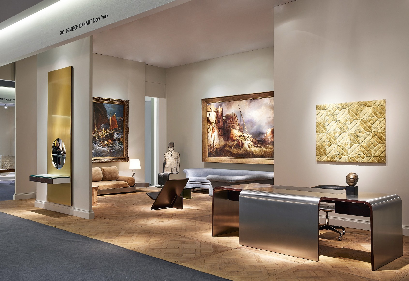 Installation view of the booth at Tefaf Maastricht with various angles and works on view.